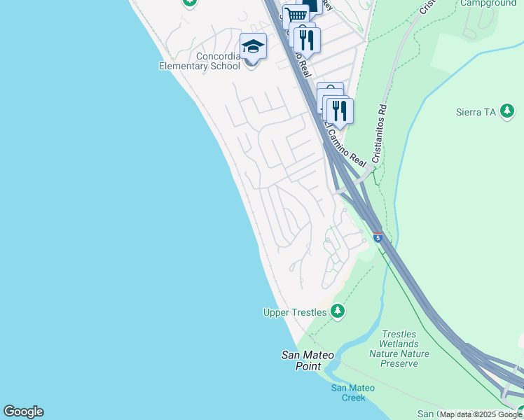 map of restaurants, bars, coffee shops, grocery stores, and more near 4014 Calle Ariana in San Clemente