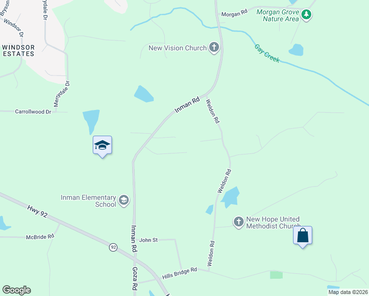 map of restaurants, bars, coffee shops, grocery stores, and more near 616 Inman Road in Fayetteville