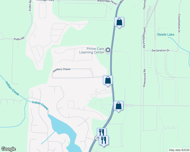 map of restaurants, bars, coffee shops, grocery stores, and more near 100 Hunters Chase in McDonough