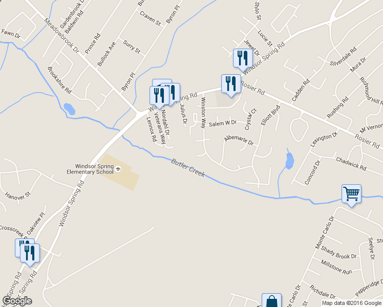 map of restaurants, bars, coffee shops, grocery stores, and more near 2260 Winston Way in Augusta