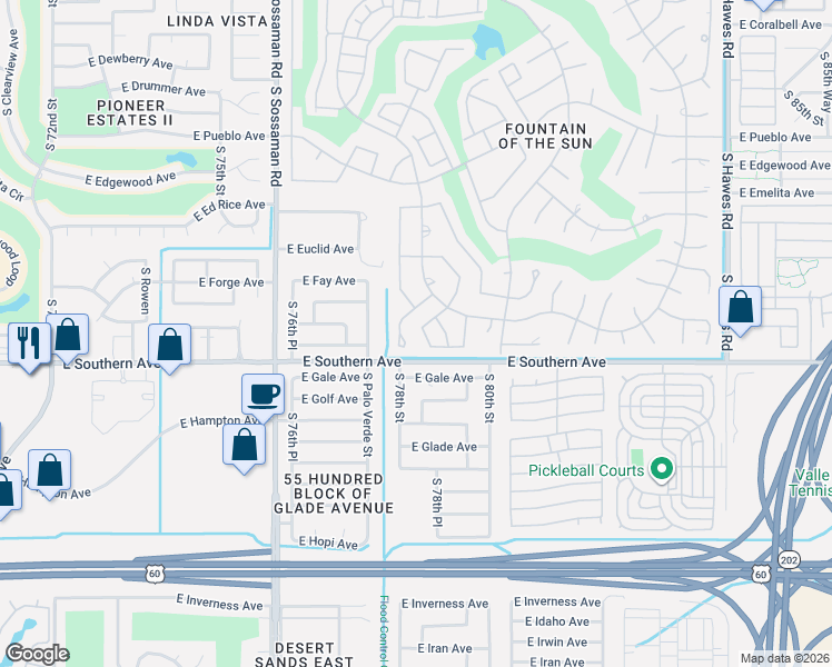 map of restaurants, bars, coffee shops, grocery stores, and more near 1136 South Fable Avenue in Mesa