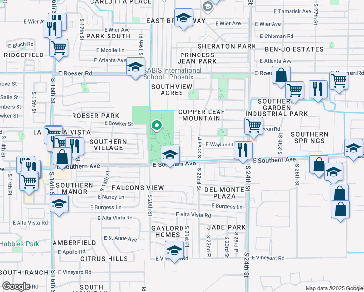 map of restaurants, bars, coffee shops, grocery stores, and more near 5704 South 21st Place in Phoenix