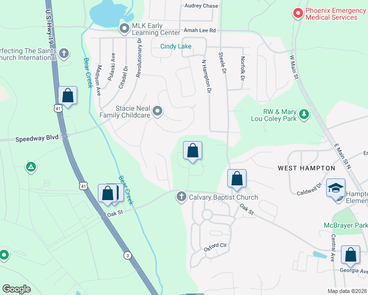 map of restaurants, bars, coffee shops, grocery stores, and more near 1036 Bluecoat Circle in Hampton