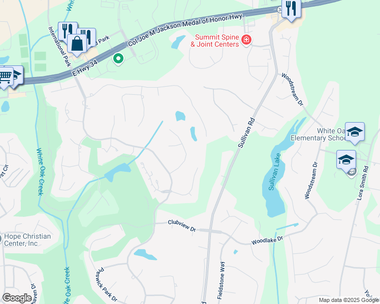 map of restaurants, bars, coffee shops, grocery stores, and more near 75 Fawn Ridge in Newnan