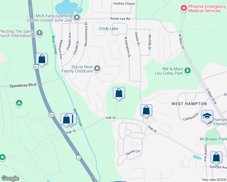 map of restaurants, bars, coffee shops, grocery stores, and more near 1036 Bluecoat Circle in Hampton