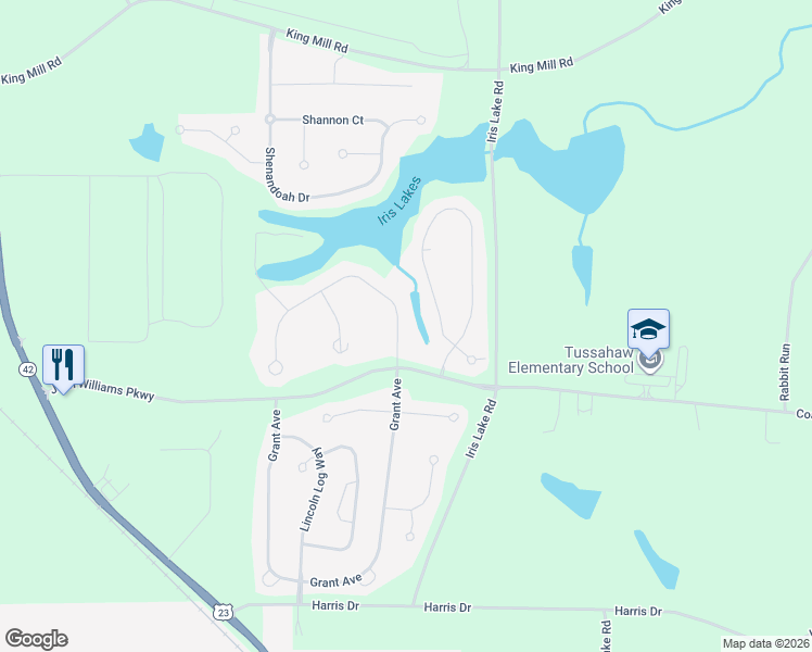 map of restaurants, bars, coffee shops, grocery stores, and more near 8012 Revere Drive in McDonough