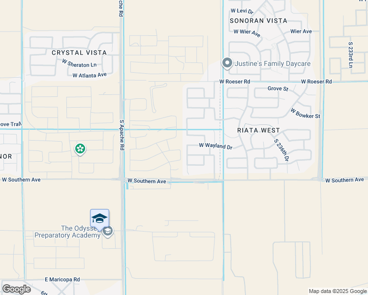 map of restaurants, bars, coffee shops, grocery stores, and more near 24011 West Wayland Drive in Buckeye