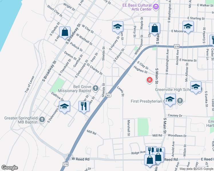 map of restaurants, bars, coffee shops, grocery stores, and more near 601-699 Flannagan Court in Greenville