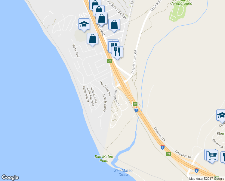 map of restaurants, bars, coffee shops, grocery stores, and more near 4 Via Colorso in San Clemente