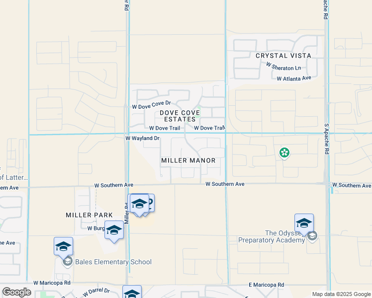 map of restaurants, bars, coffee shops, grocery stores, and more near 5793 South 248th Lane in Buckeye