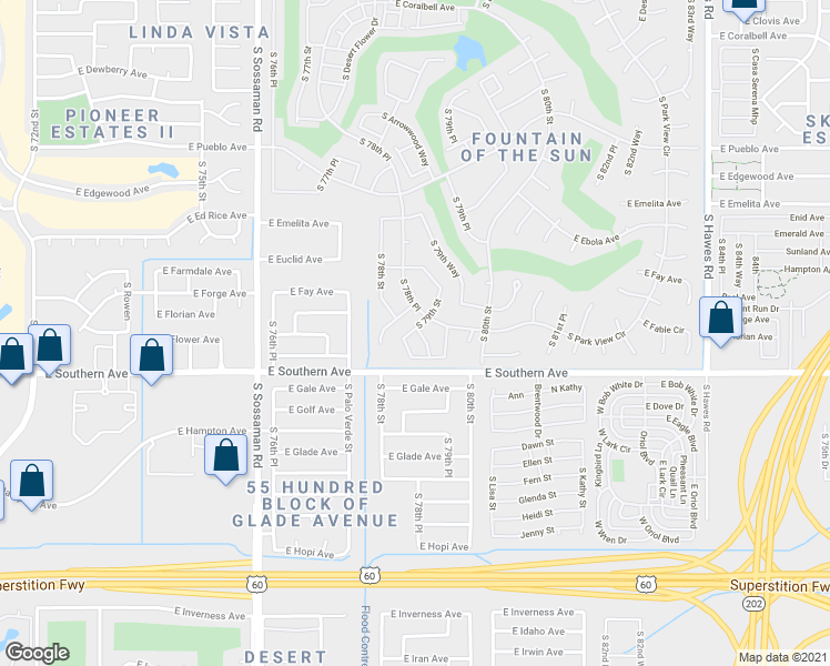 map of restaurants, bars, coffee shops, grocery stores, and more near 1136 South Fable Avenue in Mesa