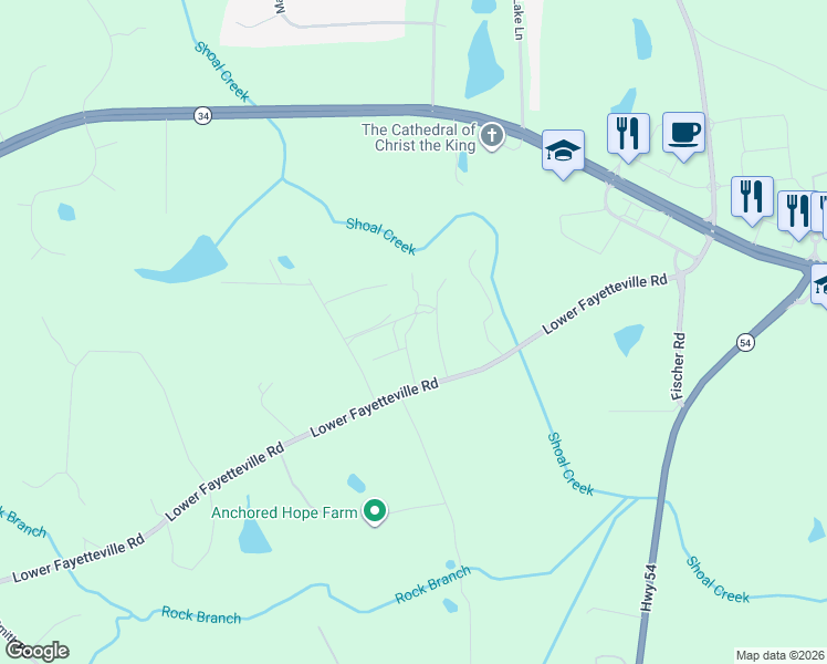 map of restaurants, bars, coffee shops, grocery stores, and more near 5116 Lower Fayetteville Road in Sharpsburg