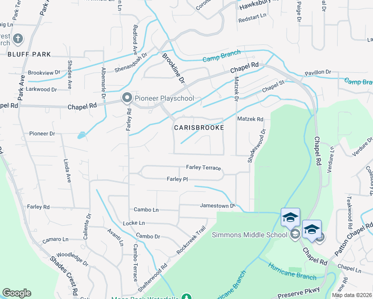 map of restaurants, bars, coffee shops, grocery stores, and more near 3757 Carisbrooke Drive in Birmingham