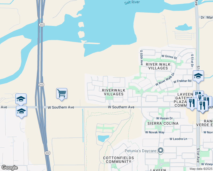 map of restaurants, bars, coffee shops, grocery stores, and more near 5714 South 57th Drive in Phoenix