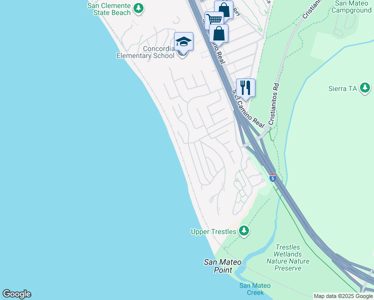 map of restaurants, bars, coffee shops, grocery stores, and more near 4006 Calle Ariana in San Clemente
