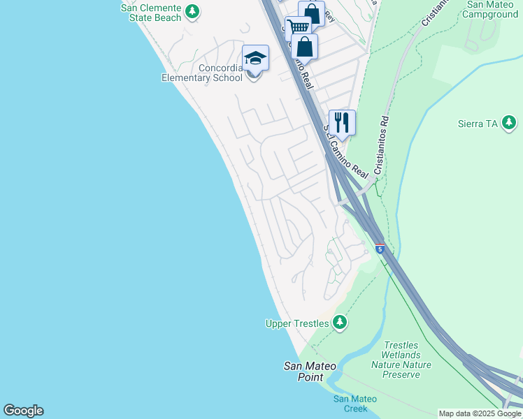 map of restaurants, bars, coffee shops, grocery stores, and more near 4006 Calle Ariana in San Clemente