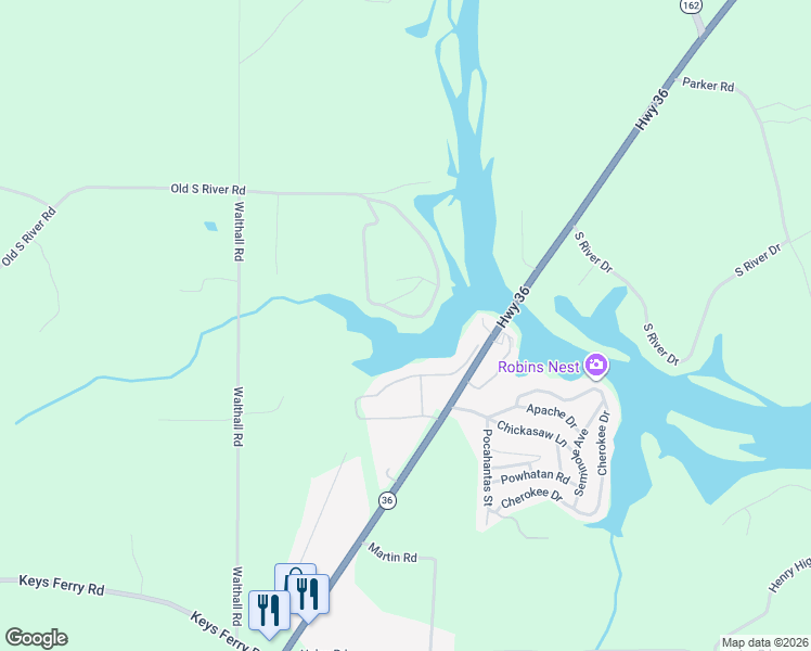 map of restaurants, bars, coffee shops, grocery stores, and more near 174 Southern Shores Road in Jackson
