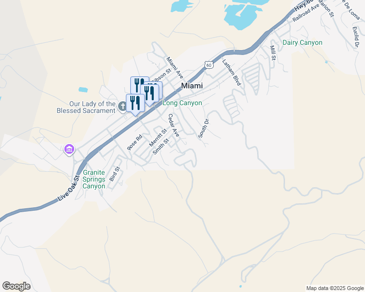 map of restaurants, bars, coffee shops, grocery stores, and more near 70X Cedar Avenue in Miami