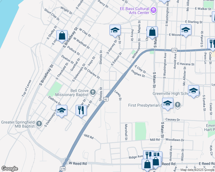 map of restaurants, bars, coffee shops, grocery stores, and more near 601-699 Flannagan Court in Greenville