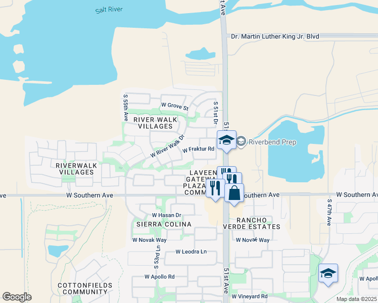 map of restaurants, bars, coffee shops, grocery stores, and more near 5618 S 52nd Dr in Laveen
