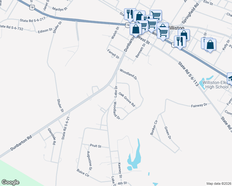 map of restaurants, bars, coffee shops, grocery stores, and more near 1459-1535 State Road S-6-163 in Williston