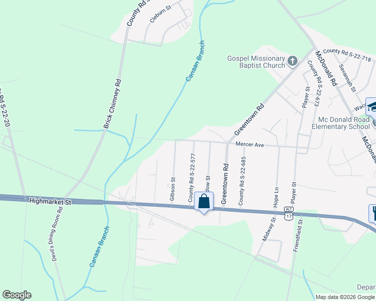 map of restaurants, bars, coffee shops, grocery stores, and more near 219 County Road S-22-577 in Georgetown