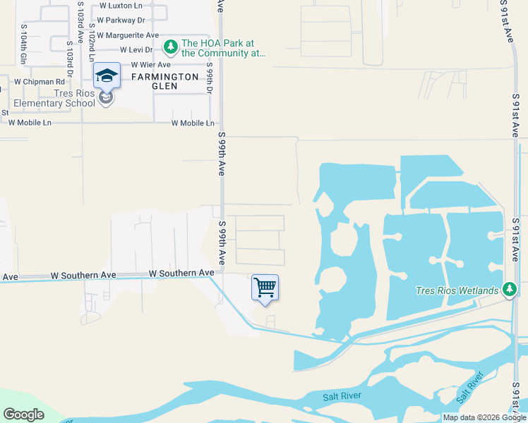 map of restaurants, bars, coffee shops, grocery stores, and more near 5259-5577 South 99th Avenue in Tolleson