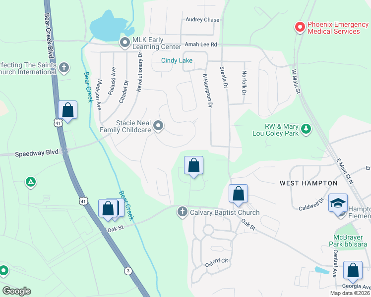 map of restaurants, bars, coffee shops, grocery stores, and more near 1033 Bluecoat Circle in Hampton
