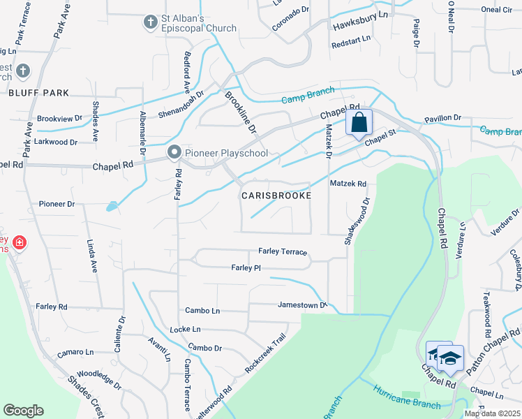 map of restaurants, bars, coffee shops, grocery stores, and more near 3913 Carisbrooke Lane in Birmingham