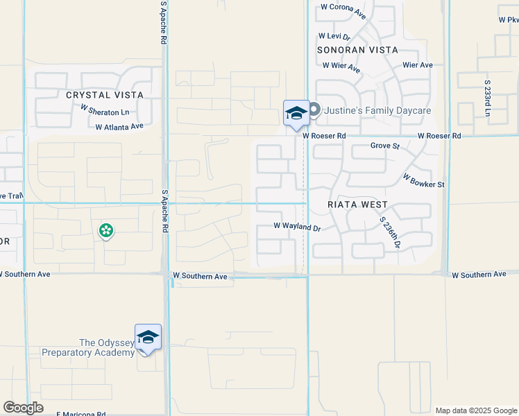 map of restaurants, bars, coffee shops, grocery stores, and more near 24032 West Pecan Road in Buckeye