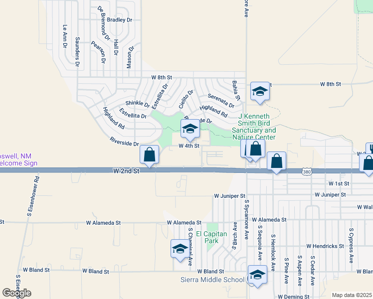 map of restaurants, bars, coffee shops, grocery stores, and more near 2806 West 4th Street in Roswell