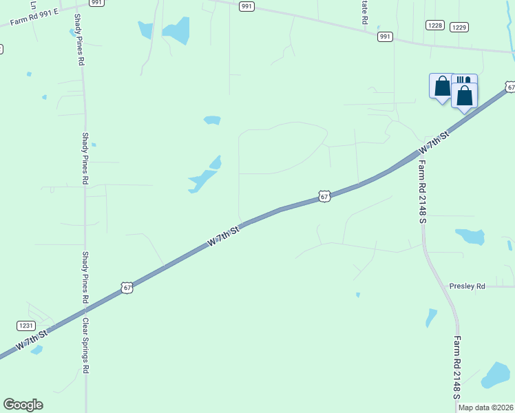 map of restaurants, bars, coffee shops, grocery stores, and more near 9216 West 7th Street in Texarkana