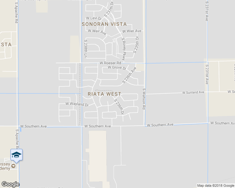 map of restaurants, bars, coffee shops, grocery stores, and more near 23658 West Pecan Road in Buckeye