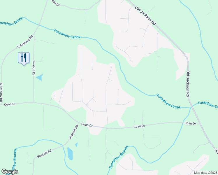 map of restaurants, bars, coffee shops, grocery stores, and more near 410 Kimbell Way in Locust Grove