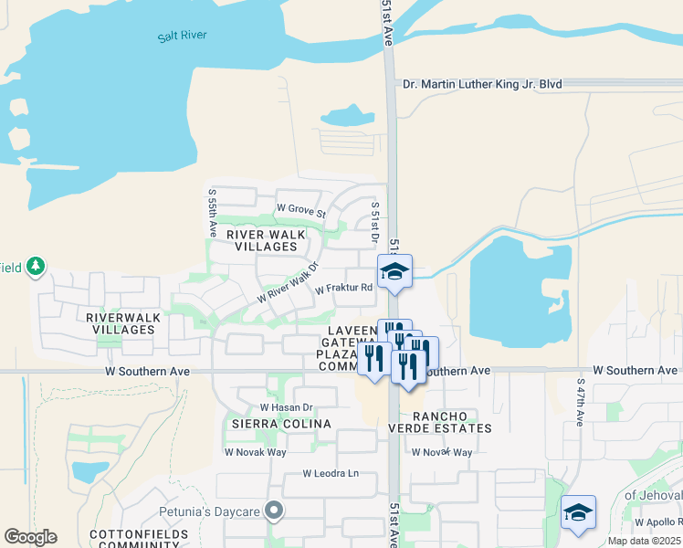 map of restaurants, bars, coffee shops, grocery stores, and more near 5201 West Sunland Avenue in Laveen