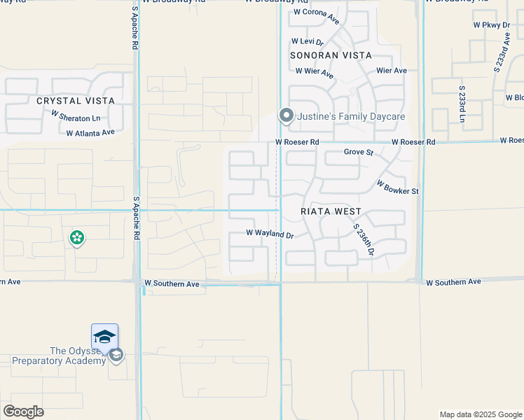 map of restaurants, bars, coffee shops, grocery stores, and more near 5594 South 239th Drive in Buckeye