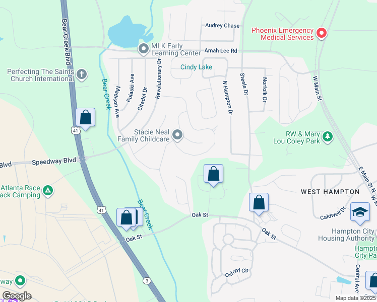 map of restaurants, bars, coffee shops, grocery stores, and more near 1021 Bluecoat Circle in Hampton