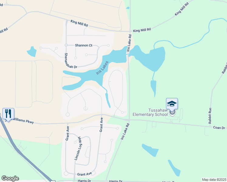 map of restaurants, bars, coffee shops, grocery stores, and more near 9077 Dawes Crossing in McDonough