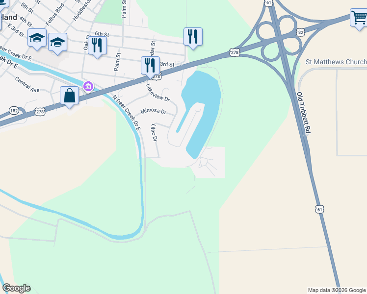 map of restaurants, bars, coffee shops, grocery stores, and more near 120 Peninsula Drive in Leland