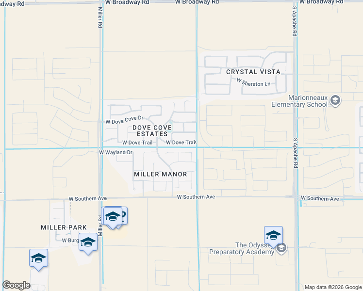 map of restaurants, bars, coffee shops, grocery stores, and more near 24785 West Dove Trail in Buckeye