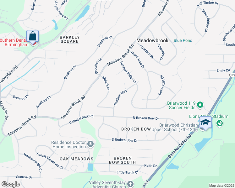 map of restaurants, bars, coffee shops, grocery stores, and more near 5178 Redfern Way in Birmingham
