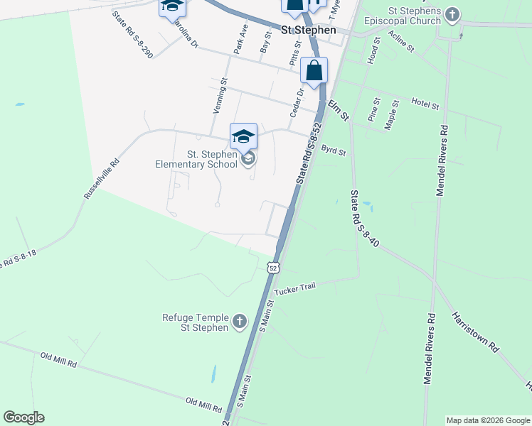 map of restaurants, bars, coffee shops, grocery stores, and more near 108 Palmetto Road in Saint Stephen