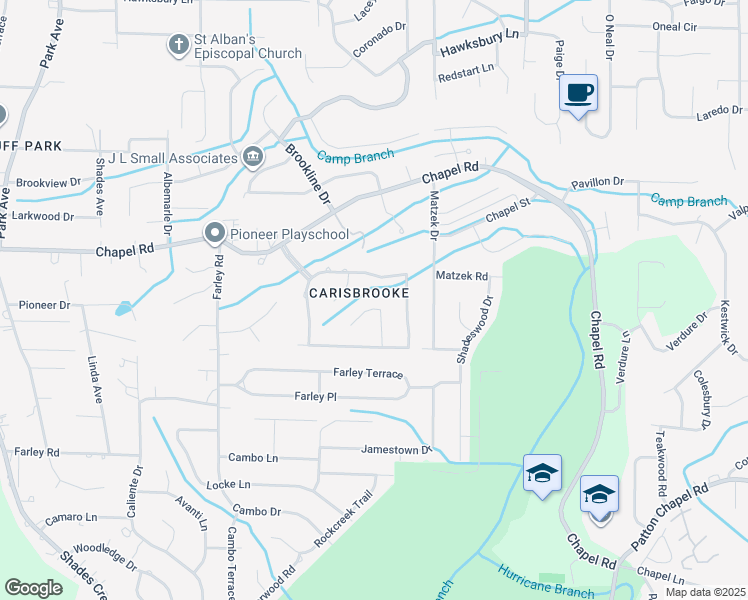 map of restaurants, bars, coffee shops, grocery stores, and more near 3825 Carisbrooke Circle in Hoover