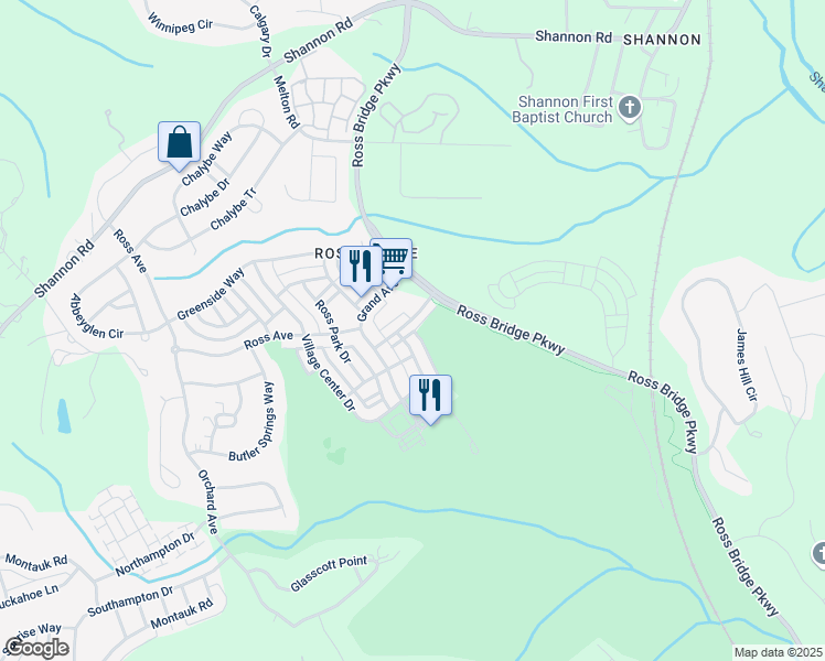 map of restaurants, bars, coffee shops, grocery stores, and more near 2365 Village Center Street in Birmingham