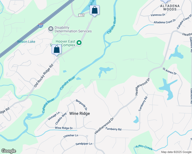 map of restaurants, bars, coffee shops, grocery stores, and more near 4920 Coshatt Drive in Birmingham