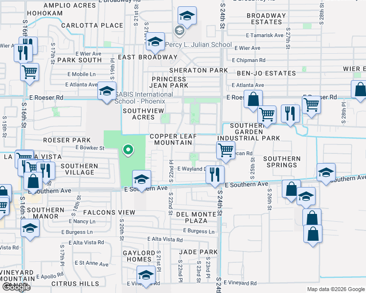 map of restaurants, bars, coffee shops, grocery stores, and more near in Phoenix