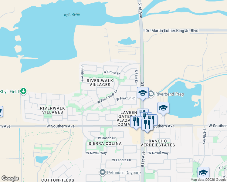 map of restaurants, bars, coffee shops, grocery stores, and more near 5310 West Sunland Avenue in Phoenix