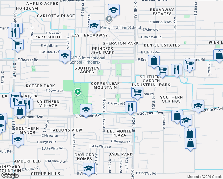 map of restaurants, bars, coffee shops, grocery stores, and more near in Phoenix