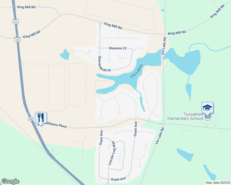 map of restaurants, bars, coffee shops, grocery stores, and more near 8056 Revere Drive in McDonough