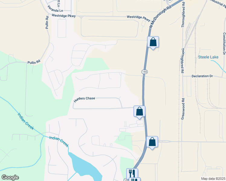 map of restaurants, bars, coffee shops, grocery stores, and more near 226 Pebble Creek Drive in McDonough